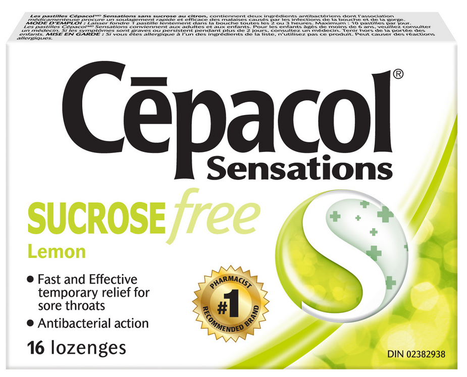 CEPACOL Sensations Sucrose Free Lemon Lozenges Canada