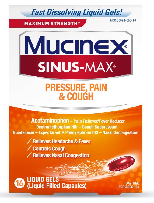 MUCINEX SINUSMAX Liquid Gels  Pressure Pain  Cough
