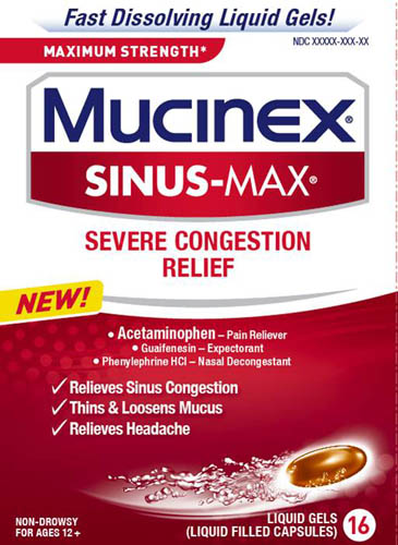 MUCINEX SINUSMAX Severe Congestion Relief Liquid Gels Discontinued August 2017
