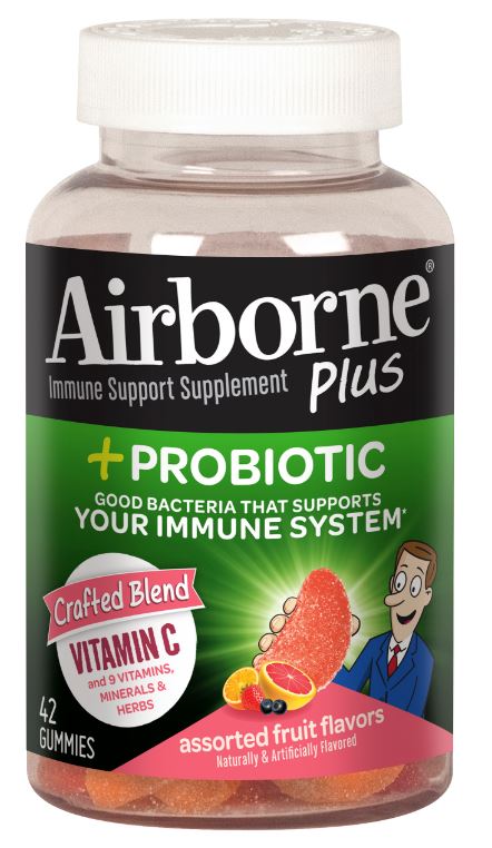 AIRBORNE Plus Probiotic Gummies  Assorted Fruit Flavors