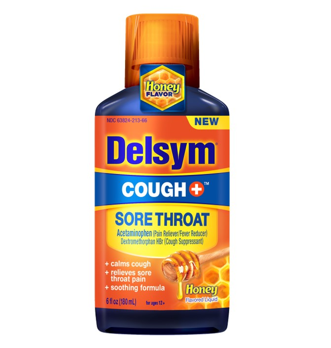 DELSYM Adult Liquid  Cough Plus Sore Throat Honey