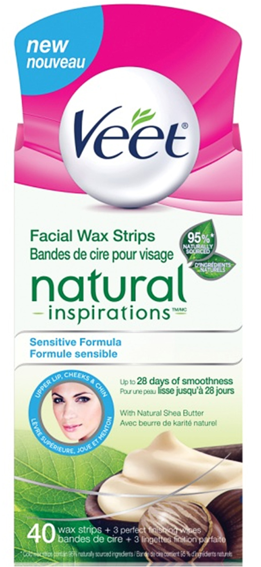 Veet Face Wax Strips Kit Hair Remover Wipes
