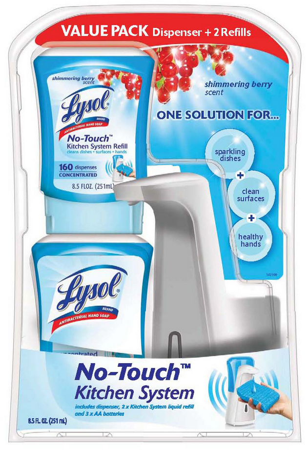 LYSOL NoTouch Kitchen System Hand Soap Refill Starter Kit  Shimmering Berry Discontinued
