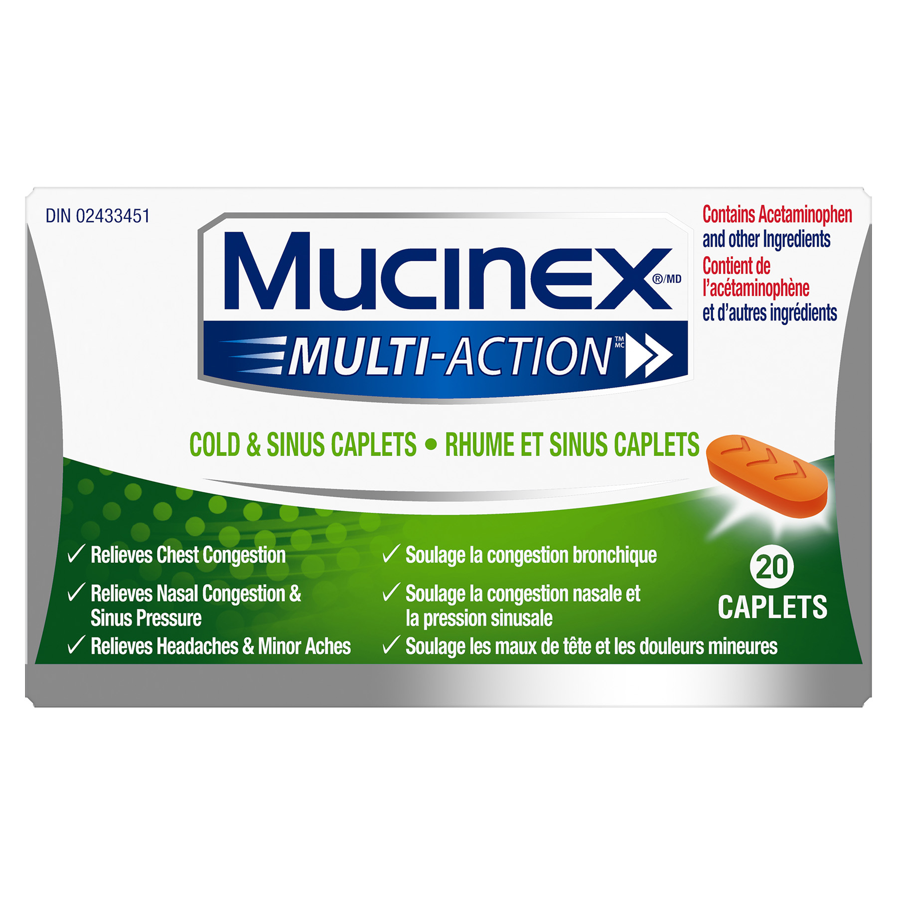 MUCINEX MultiAction  Cold  Sinus Caplets Canada