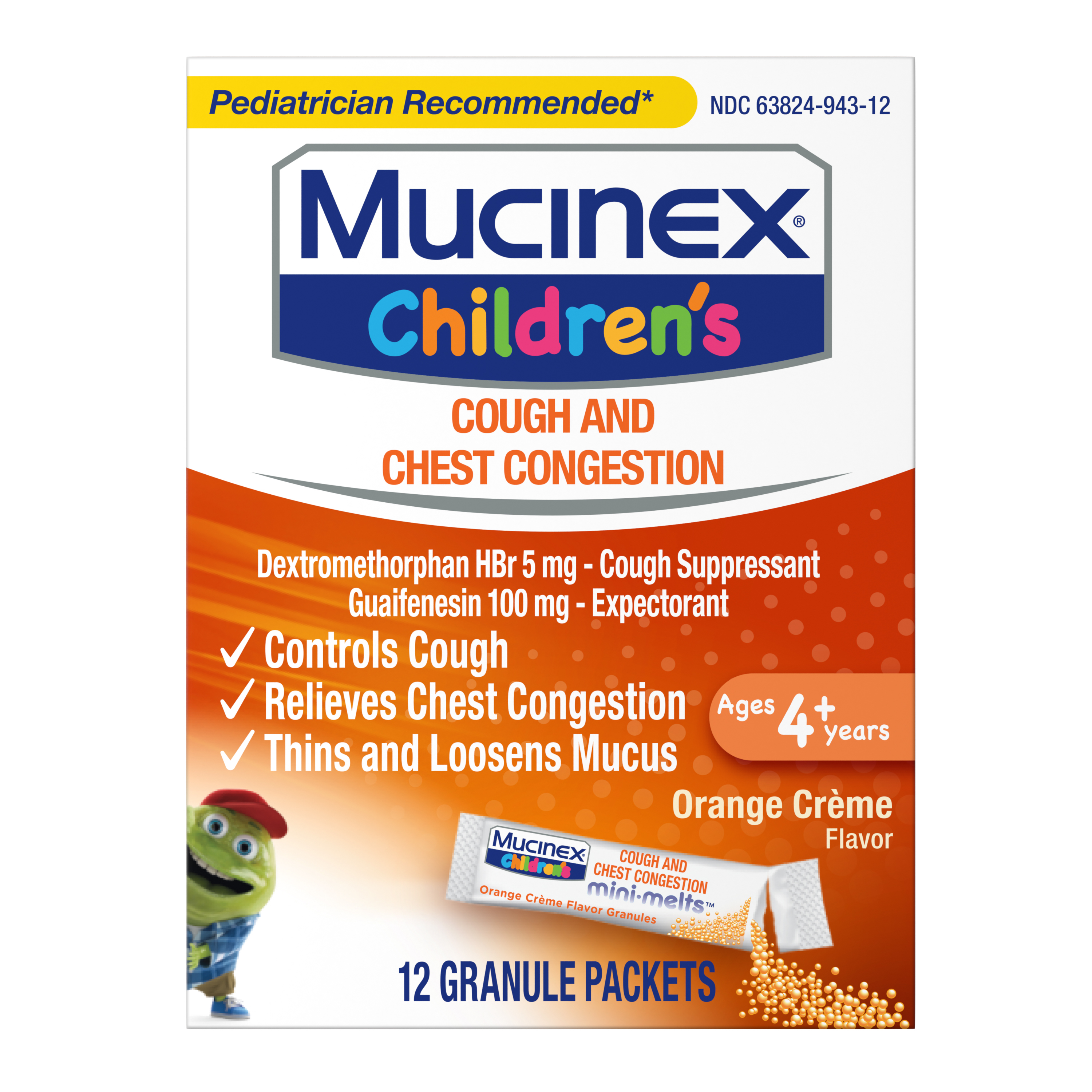 MUCINEX® CHILDREN'S Mini-Melts™ Cough - Orange Creme