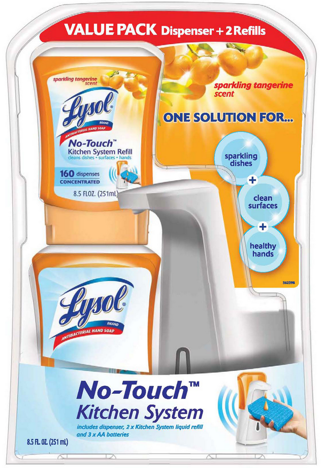 LYSOL® No-Touch™ Kitchen System Hand Soap Refill Starter Kit - Sparkling Tangerine (Discontinued)