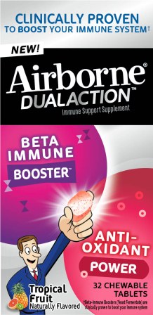 AIRBORNE Dual Action Chewable Tablets  Tropical Fruit