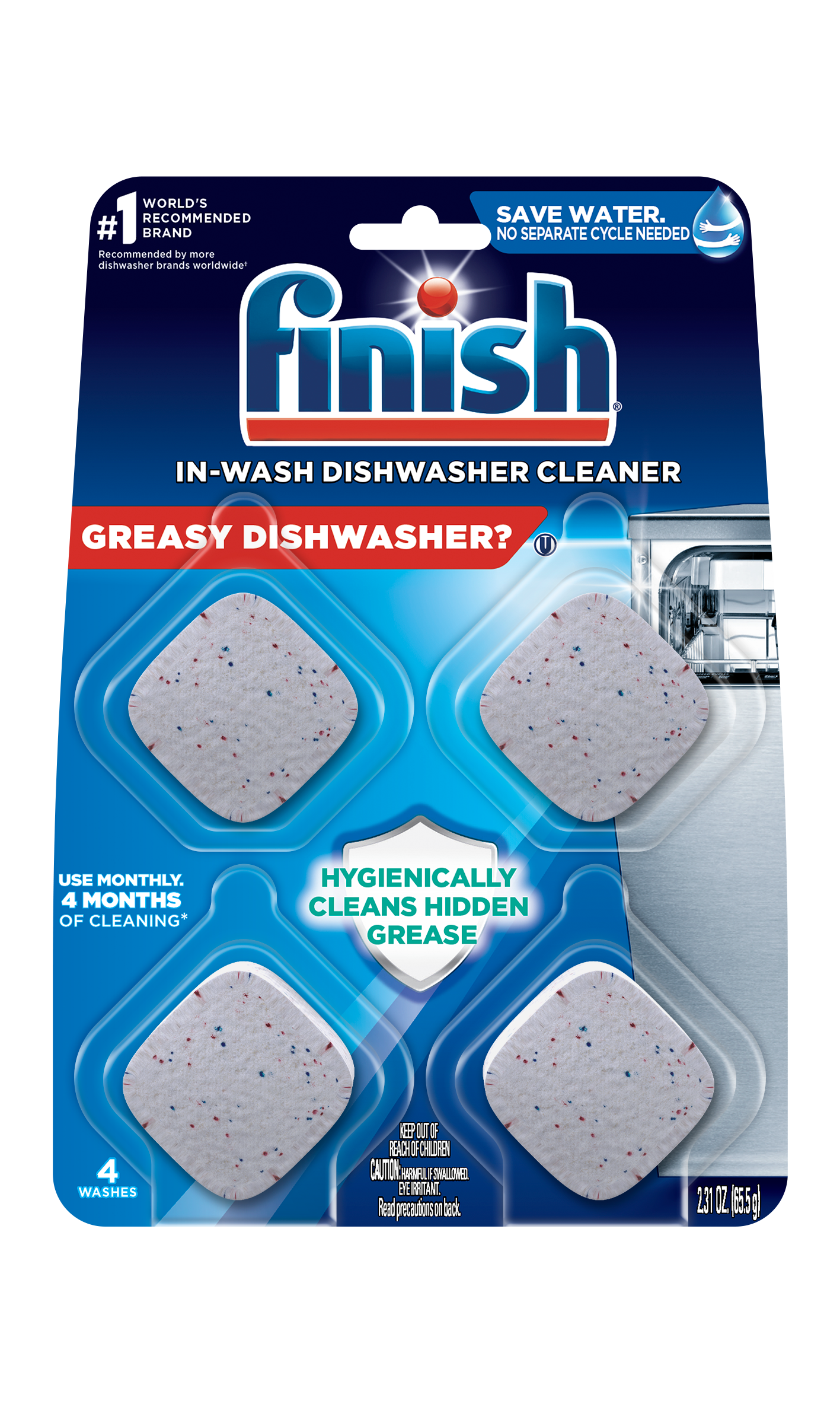 FINISH® In-Wash Dishwasher Cleaner - 4 Tablets