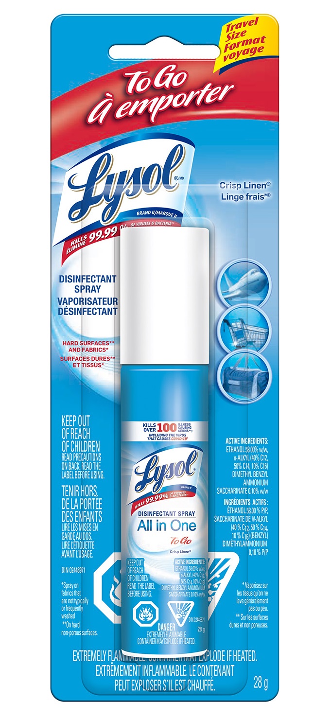 Spray Désinfectant Lysol, Linge frais, Désinfecte et élimine les odeurs sur  les surfaces dures et les tissus 539 g 