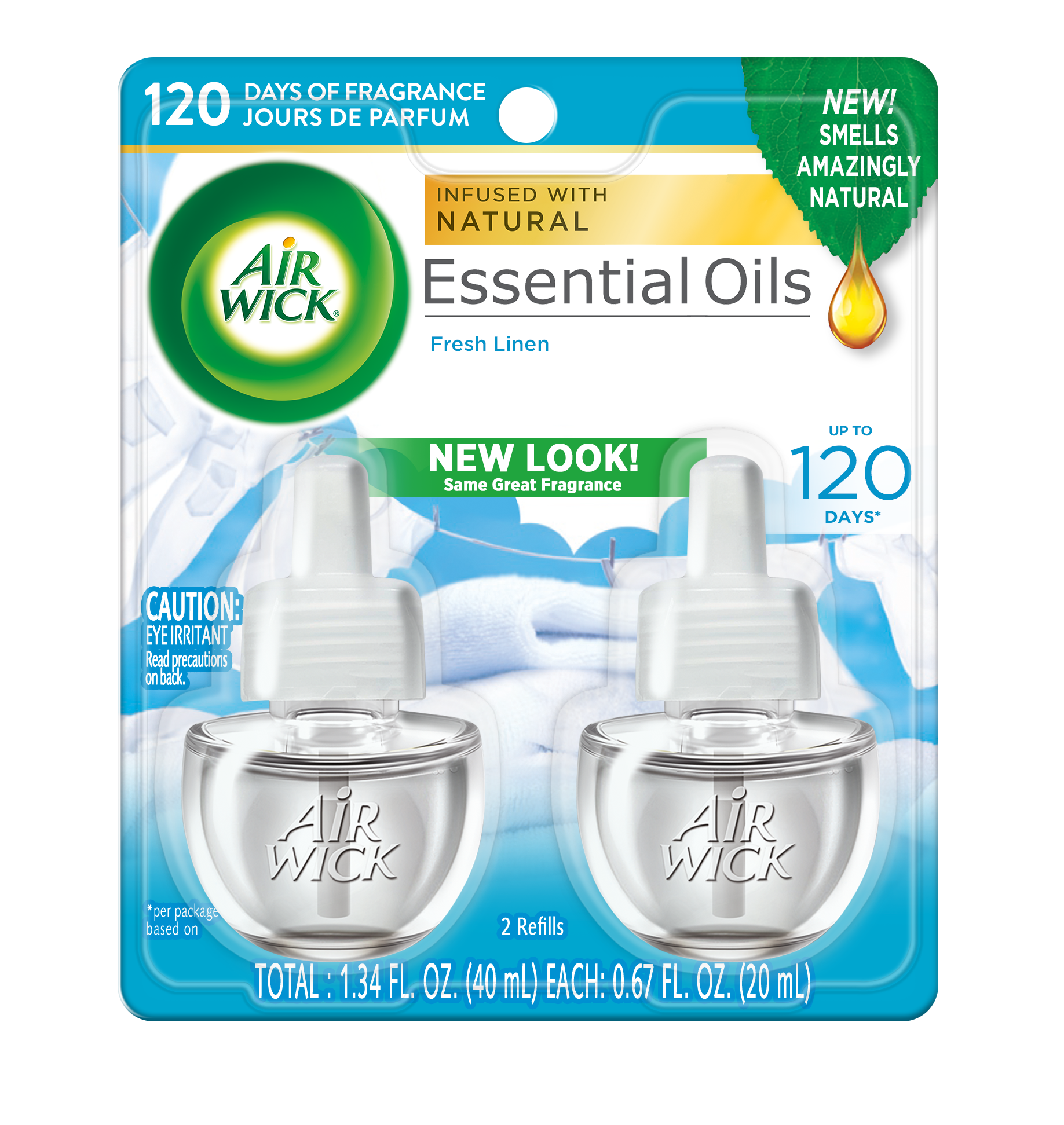 8~Air Wick Fresh Linen Essential Oil Refills .67 oz each